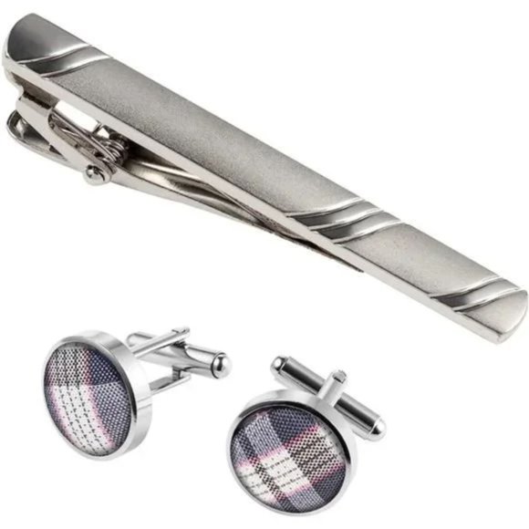 Mens Ties Set in Gift Box/ Plaid Pink Checkered Tie Set Gift for Men - Picture 4 of 5